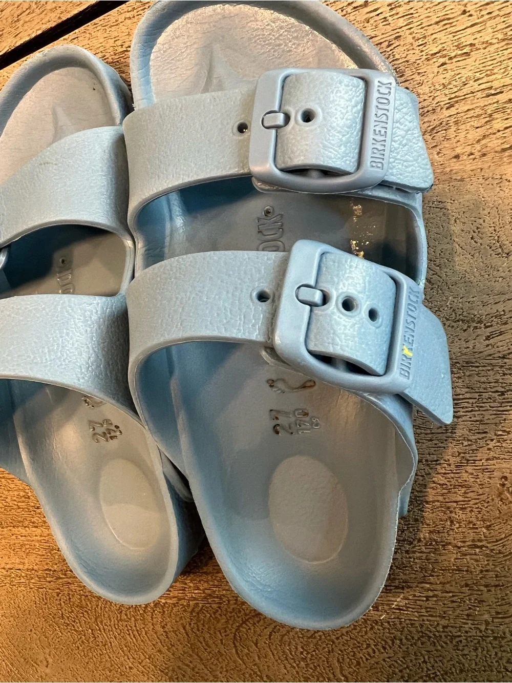 Birkenstock Arizona EVA Kids Blue Two-Strap Buckle Slide Sandals EU 27 US 9